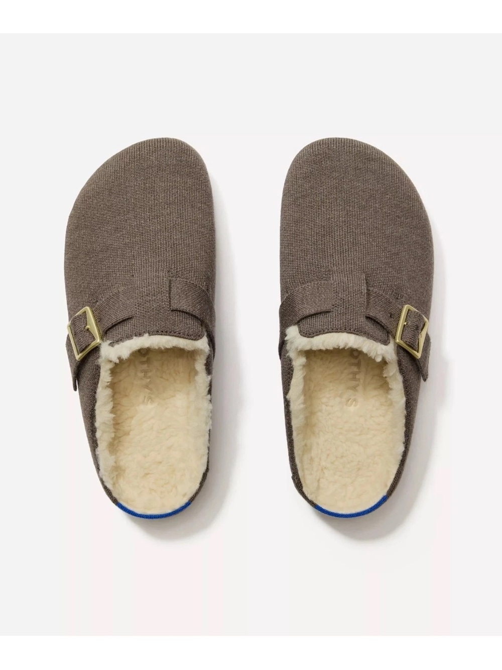 Rothy's The Cozy Buckle Clog Brown knit size 37